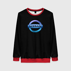 Свитшот женский Nissan logo neon, цвет: 3D-красный