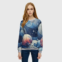 Свитшот женский Космический пэчворк - нейросеть, цвет: 3D-меланж — фото 2