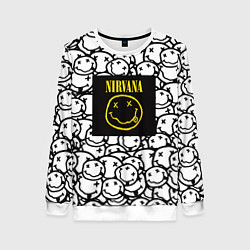 Свитшот женский Nirvana rock pattern, цвет: 3D-белый