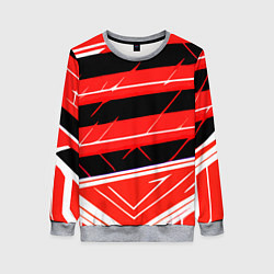 Женский свитшот Чёрно-белые полосы на красном фоне