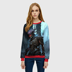 Свитшот женский Кибернетический скелет-воин, цвет: 3D-красный — фото 2