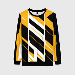 Свитшот женский Black and yellow stripes on a white background, цвет: 3D-черный