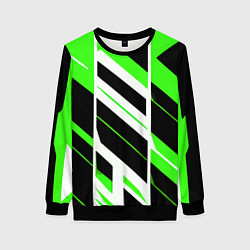 Женский свитшот Black and green stripes on a white background