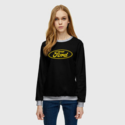 Свитшот женский Ford logo yellow, цвет: 3D-меланж — фото 2