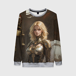 Свитшот женский Девушка стимпанковской броне, цвет: 3D-меланж