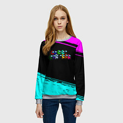 Свитшот женский Among us neon colors, цвет: 3D-меланж — фото 2