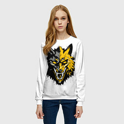 Свитшот женский Злой желтый волк, цвет: 3D-белый — фото 2