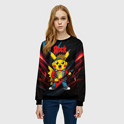 Свитшот женский Радостный Пикачу рок звезда, цвет: 3D-черный — фото 2