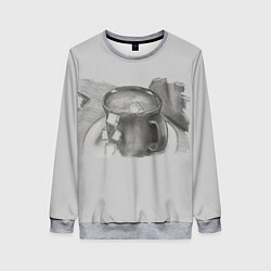 Свитшот женский Чашка чая и кубики сахара, цвет: 3D-меланж