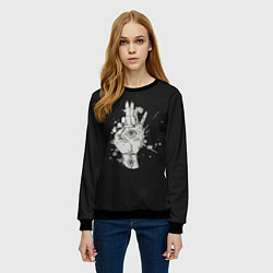Свитшот женский Глаза и дым, цвет: 3D-черный — фото 2