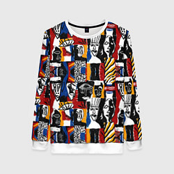 Свитшот женский Лица и узоры, цвет: 3D-белый