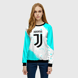 Свитшот женский Ювентус краски голубые, цвет: 3D-черный — фото 2