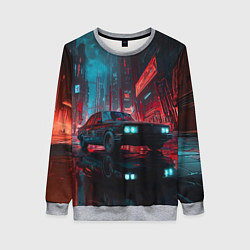 Женский свитшот Автомобиль в неоновом городе