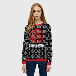 Свитшот женский Linkin park logo pattern, цвет: 3D-красный — фото 2