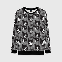 Свитшот женский Коты в оптической иллюзии, цвет: 3D-черный