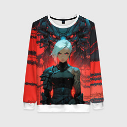 Свитшот женский Бойцовая красноглазая девушка, цвет: 3D-белый