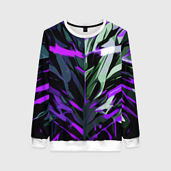 Свитшот женский Хаотичная чёрно-фиолетово абстракция, цвет: 3D-белый