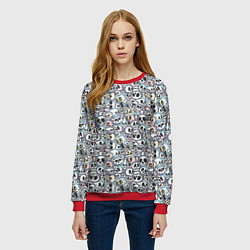 Свитшот женский Черепа разной формы паттерны, цвет: 3D-красный — фото 2