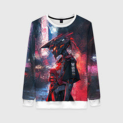Свитшот женский Девушка-киборг спартиатка, цвет: 3D-белый