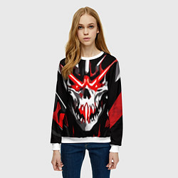Свитшот женский Абстрактный белый череп и красные полосы, цвет: 3D-белый — фото 2