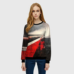 Свитшот женский Футуристичный пейзаж в ретро стиле, цвет: 3D-черный — фото 2