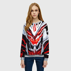 Свитшот женский Абстрактный красный кибер демон, цвет: 3D-меланж — фото 2