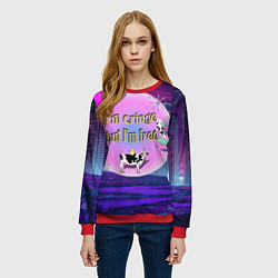 Свитшот женский Кринж свобода на белом фоне, цвет: 3D-красный — фото 2