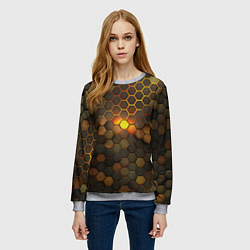 Свитшот женский Светящиеся коричневый соты - тепловая энергия, цвет: 3D-меланж — фото 2