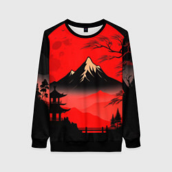 Женский свитшот Красный закат и горы