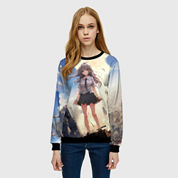 Свитшот женский Девушка аниме, цвет: 3D-черный — фото 2