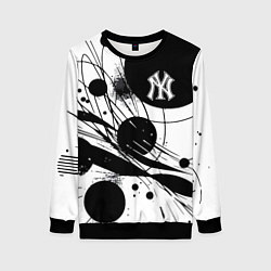 Свитшот женский New York Yankees baseball team - abstraction, цвет: 3D-черный