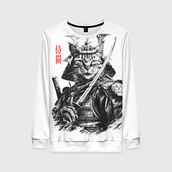 Женский свитшот Кот рыцарь самурай