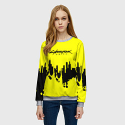 Свитшот женский Cyberpunk 2077 geometry yellow, цвет: 3D-меланж — фото 2