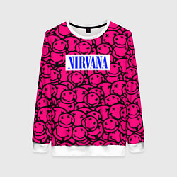 Свитшот женский Nirvana pink logo, цвет: 3D-белый