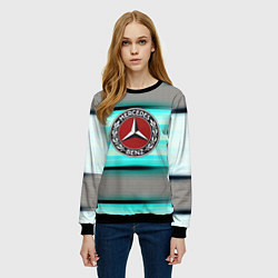Свитшот женский Mercedes benz текстура карбон, цвет: 3D-черный — фото 2