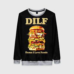 Свитшот женский DILF - damn I love foods, цвет: 3D-меланж