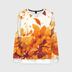Свитшот женский Осенние опавшие листья, цвет: 3D-белый