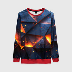 Свитшот женский Геометрический рендер с эффектом свечения, цвет: 3D-красный