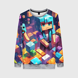 Свитшот женский Minecraft 2 0, цвет: 3D-меланж