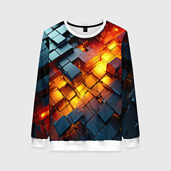 Свитшот женский Трехмерные кубики с разрушением, цвет: 3D-белый