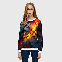 Свитшот женский Трехмерные кубики с разрушением, цвет: 3D-белый — фото 2