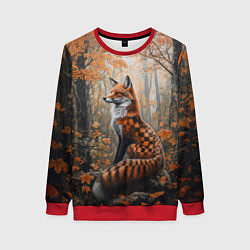 Свитшот женский Клетчатый лис, цвет: 3D-красный