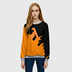 Свитшот женский Half life orange fire, цвет: 3D-меланж — фото 2