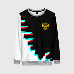 Свитшот женский Герб текстура глитч, цвет: 3D-меланж