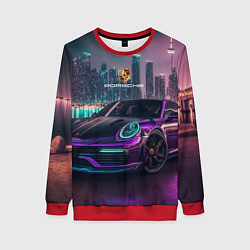 Свитшот женский Porshe night city, цвет: 3D-красный