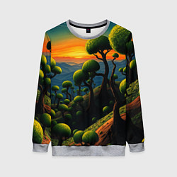 Женский свитшот Лес из зеленых инопланетных деревьев в стиле Сальв