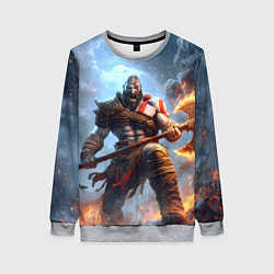 Свитшот женский Кратос в ярости, цвет: 3D-меланж