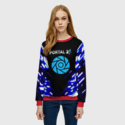 Свитшот женский Portal 2 неоновая текстура, цвет: 3D-красный — фото 2