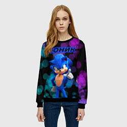 Свитшот женский Соник лучи, цвет: 3D-черный — фото 2