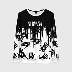 Свитшот женский Nirvana rok hand, цвет: 3D-белый